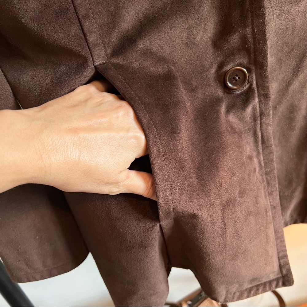 Vintage COACH Brown Leather Suede Button up Jacket Coat - Picture 4 of 10